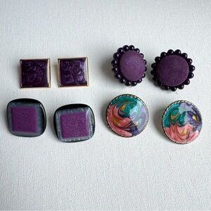 Vintage Lot of Purple Earrings 1980s